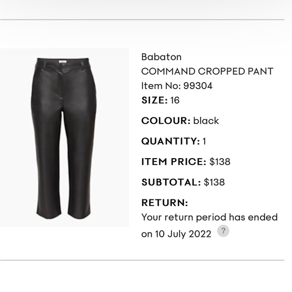 Babaton Pants - BABATON - command cropped vegan leather pant
